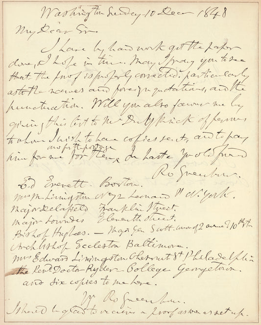 Robert Greenhow letter to John R. Bartlett