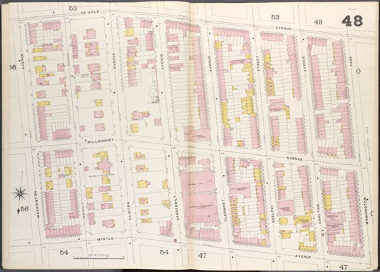 Brooklyn V. 2, Double Page Plate No. 48 [Map bounded by De Kalb Ave., Washington Park, Myrtle Ave., Washington Ave.]