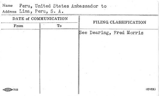 Peru, United States Ambassador to