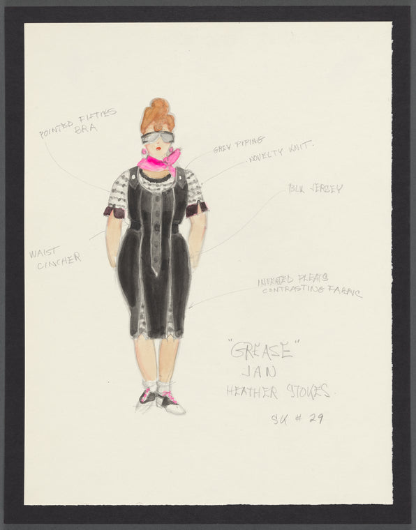 Grease: Costume sketch for Jan (Heather Stokes)