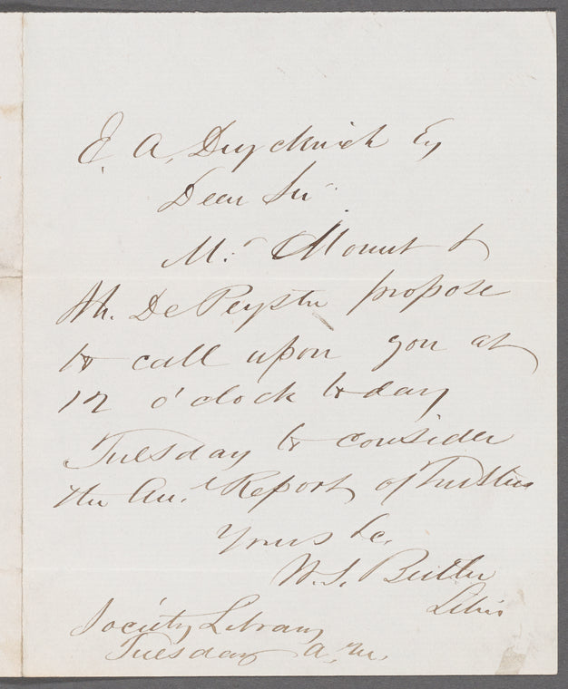 Letter to E. A. Duyckinck, Esq. written Tuesday a.m.