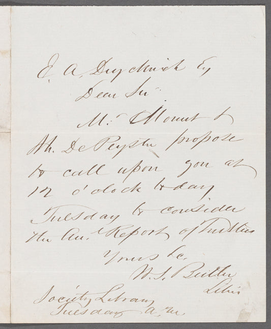Letter to E. A. Duyckinck, Esq. written Tuesday a.m.