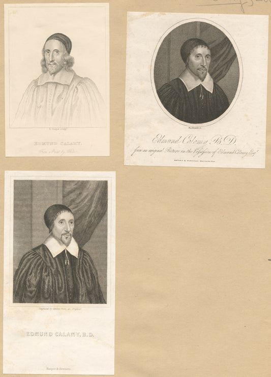 Edmund Calamy. [3 portraits](1. R. Cooper sculpt. 2. Mackenzie sc. 3. Engraved by Gimber from an original).