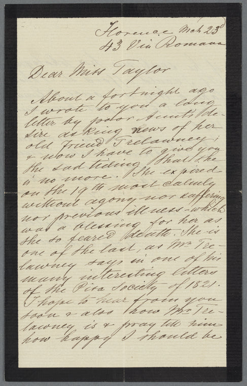 Autograph letter signed to Emma Taylor, 23 March 1879