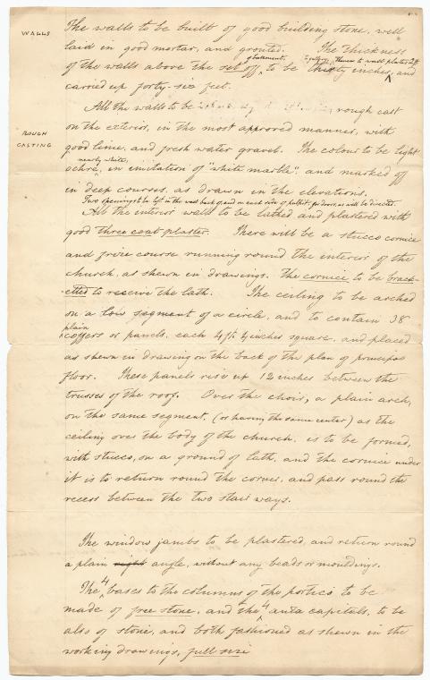 Specification of masons and carpenters work and materials for a church to be built at Newburgh