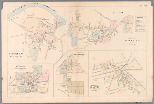 Plate 26: Village of Oyster Bay, Town of Oyster Bay. - Village of Roslyn, Town of North Hempstead. - Village of Mineola, Town of North Hempstead. - Village of Hicksville, Town of Oyster Bay.