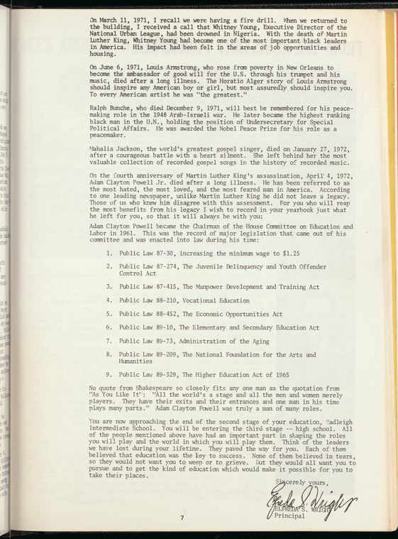 The Wadleigh Way: 1972