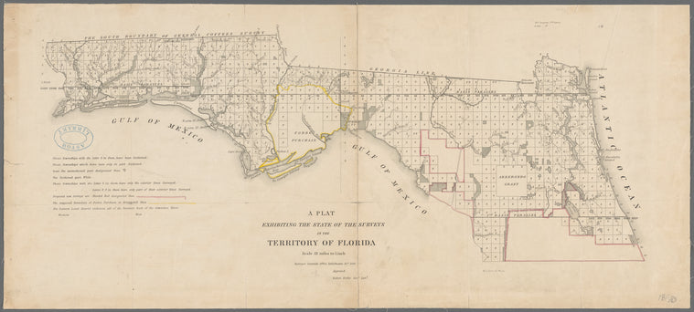 A plat exhibiting the state of the surveys in the territory of Florida