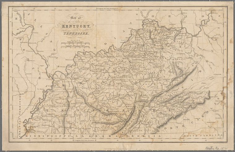 Map of the states of Kentucky, and Tennessee