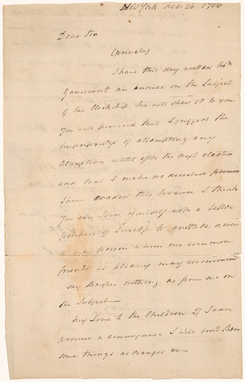 Letter from Philip Schuyler to Major James Van Rensselaer