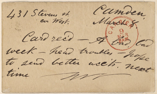 Doyle, Peter, APCS to. Mar. 8, [1874/75].