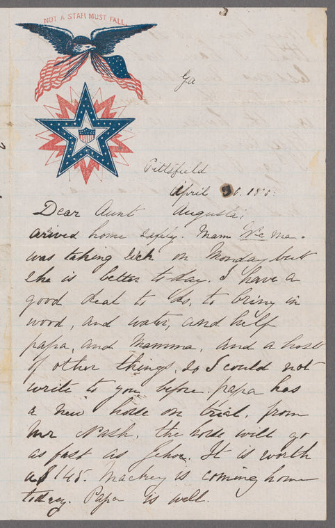 Stanwix Melville letter to Augusta Melville with postscript by Herman Melville