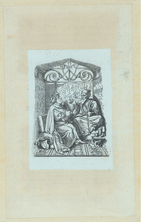 Men in middle eastern garb and setting smoking