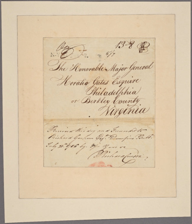 Letter to Maj. Gen. Horatio Gates, Philadelphia or Berkley County, Va.