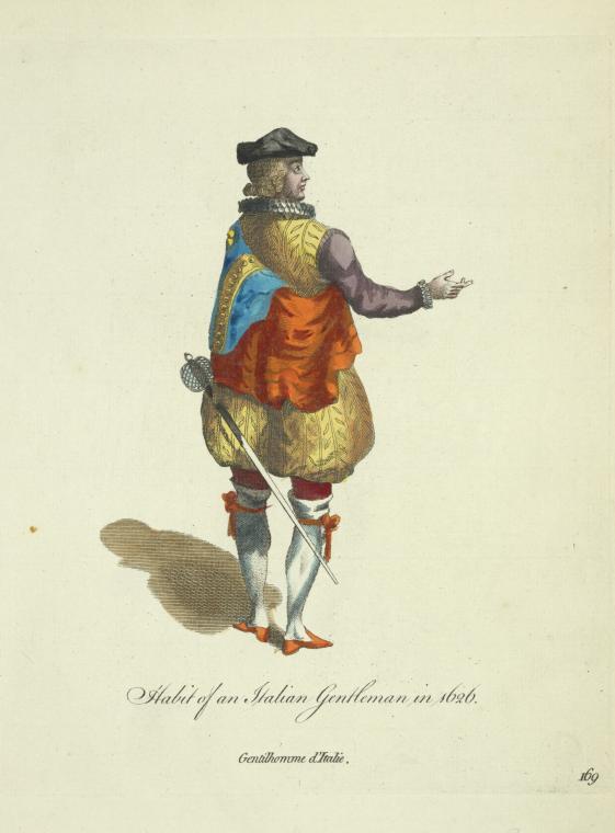 Habit of an Italian gentleman in 1626. Gentilhomme d'Italie.
