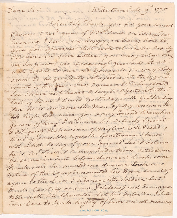 Letter from James Warren