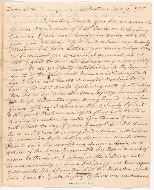 Letter from James Warren