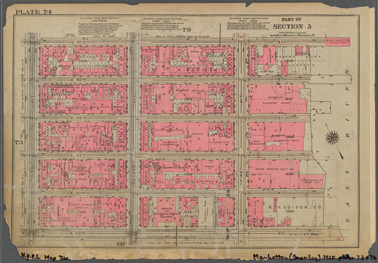 Plate 74, Part of Section 5: [Bounded by E. 47th Street, (East River Piers) First Avenue, E. 42nd Street and Third Avenue]
