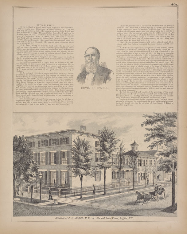 Ervin H. Ewell. ; Residence of J. C. Greene, M. D., cor. Elm and Swan Streets, Buffalo, N.Y.
