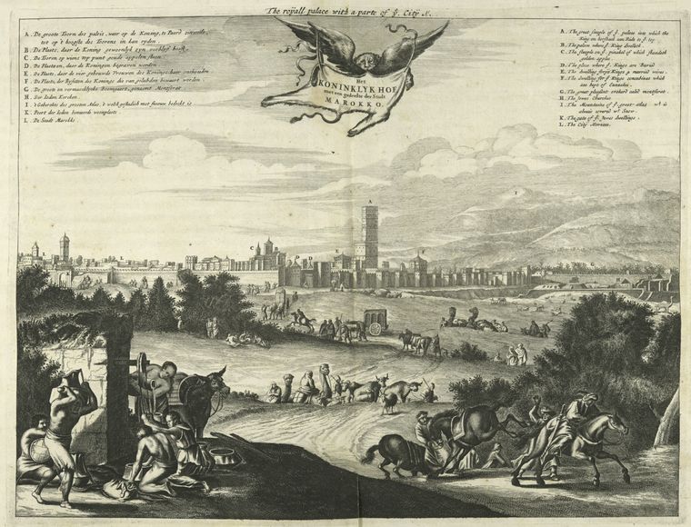 Het Koninklyk Hof met een gedeelte der Stadt Marokko.