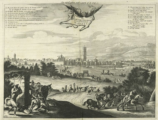 Het Koninklyk Hof met een gedeelte der Stadt Marokko.