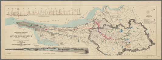 Map of the route of the new Croton Aqueduct, present aqueduct and Bronx River pipe line also the watersheds of the Croton, Bronx and Byram rivers, 1887