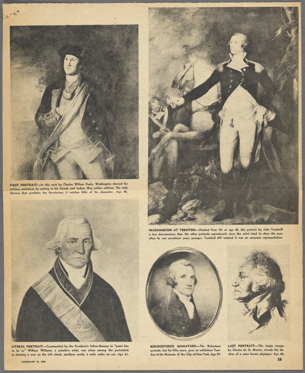 First portrait ; Washington at Trenton ; Rediscovered miniature ; Last portrait