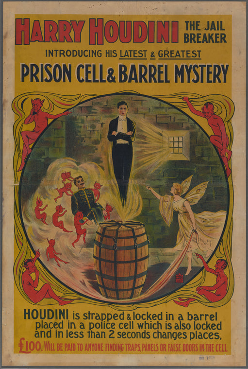 Harry Houdini, the jail breaker: prison cell and barrel mystery