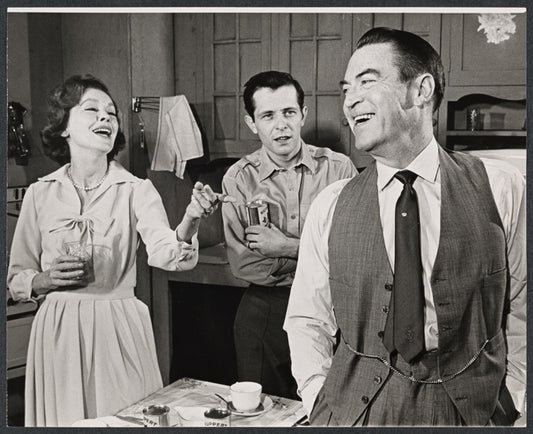 Maureen O'Sullivan, Walter McGinn and Chester Morris in the stage production The Subject Was Roses