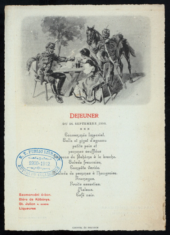 LUNCHEON [held by] GRAND HOTEL HUNGARIA [at] "BUDAPEST, HUNGARY" (FOR;)