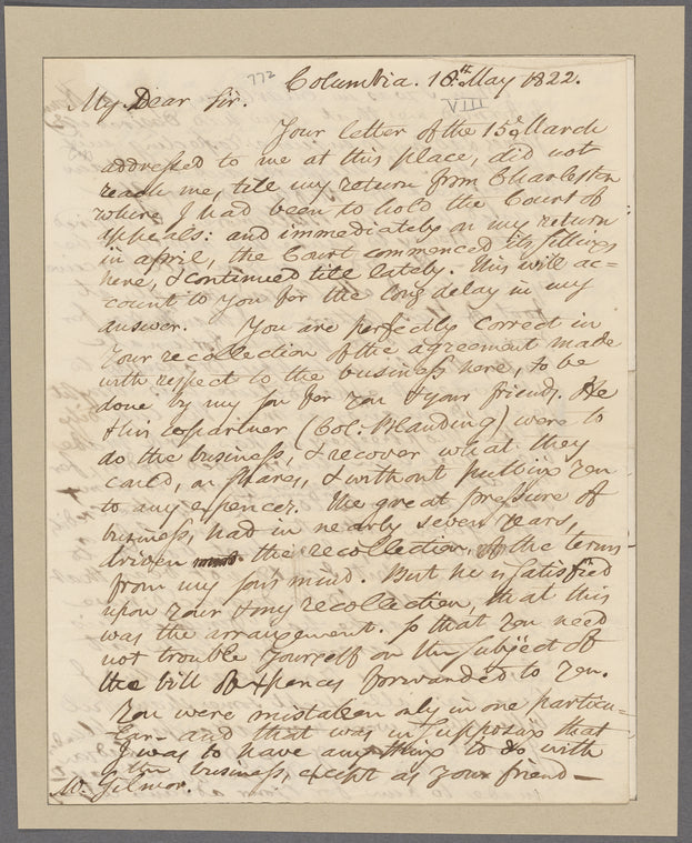 DeSaussure, Henry W. Columbia. To Robert Gilmor