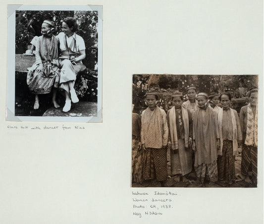 Claire Holt with dancer from Nias (left) ; Lahusa Idanötai. Women dancers (right)