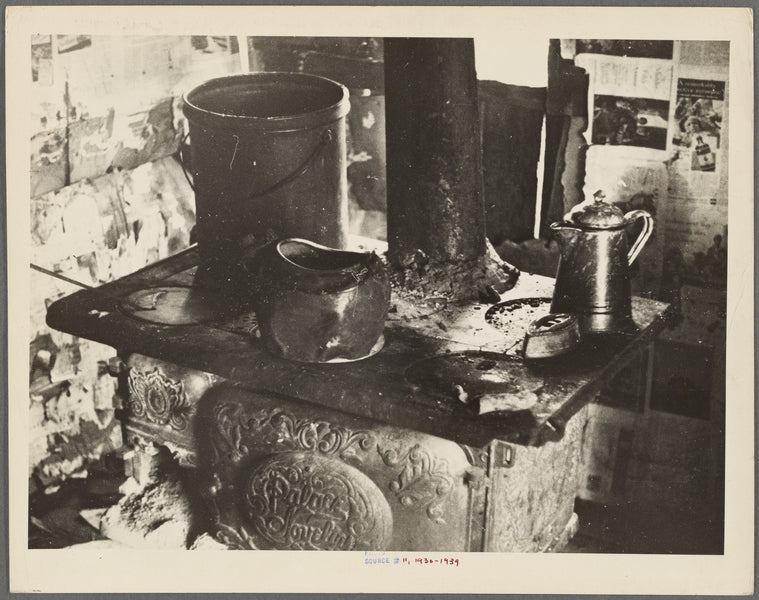 Stove in home of destitute Ozark family, Arkansas