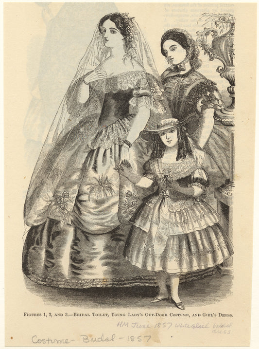 Bridal toilet, young lady's out-door costume, and girl's dress