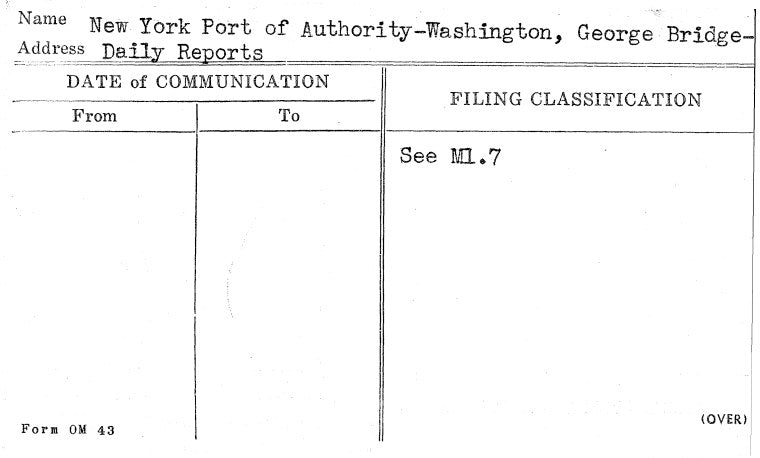 New York Port of Authority-Washington, George Bridge-Daily Reports