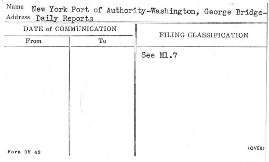 New York Port of Authority-Washington, George Bridge-Daily Reports