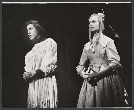 Jason Robards and unidentified in the stage production The Devils