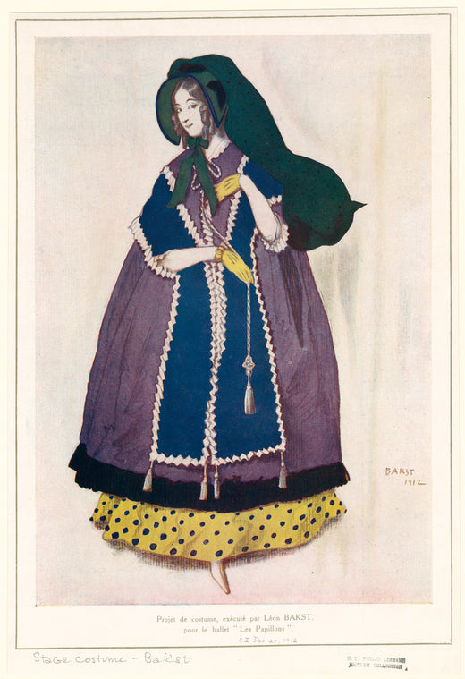 Projet de costume, exécuté par Léon Bakst pour le ballet "Les papillons"