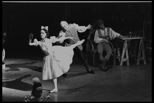 New York City Ballet production of "Coppelia" with Patricia McBride as Swanilda and Shaun O'Brien as Dr. Coppelius, choreography by George Balanchine and Alexandra Danilova after Marius Petipa (New York)