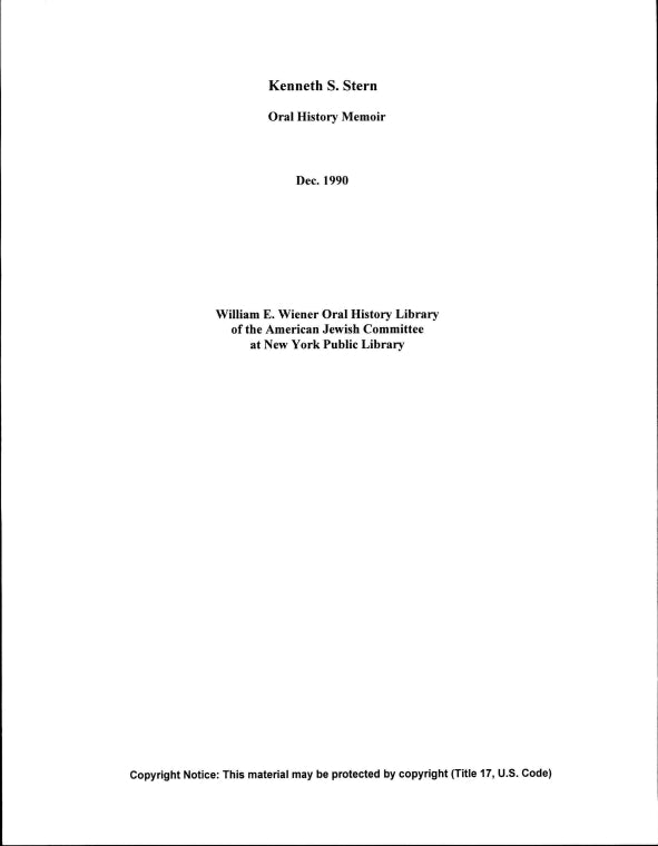 Kenneth S. Stern: [interview]