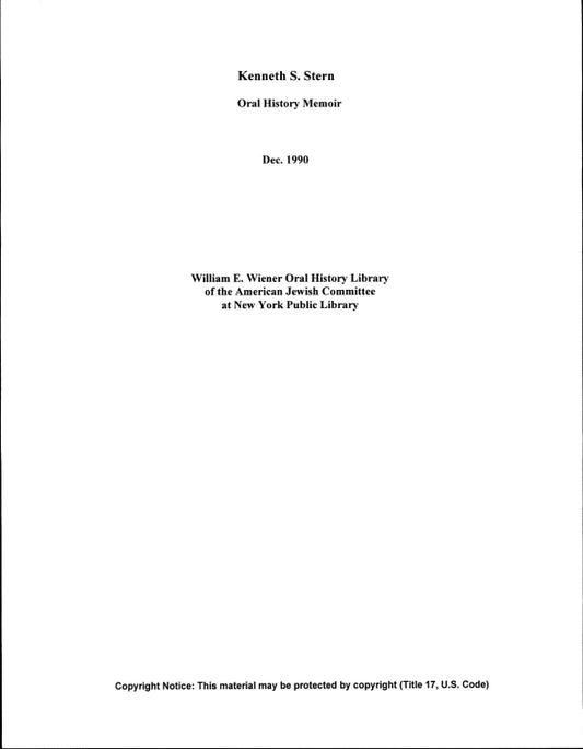 Kenneth S. Stern: [interview]