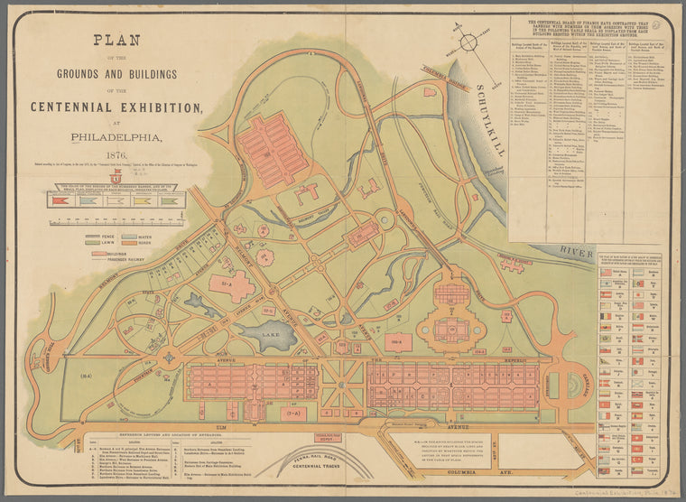 Plan of the grounds and buildings of the Centennial Exhibition at Philadelphia, 1876