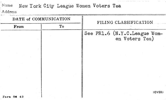 New York City League Women Voters Tea