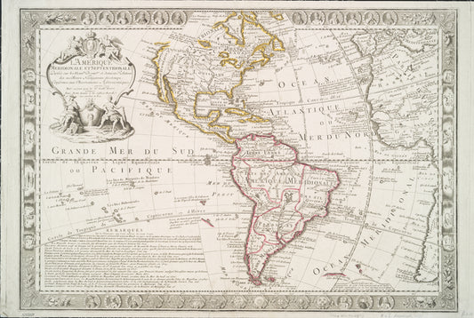 L'Amerique meridionale et septentrionale : dressèe sur les nouvles. decouvtes. et dernieres relations des meilleurs navigateurs decetemps conformes aux observations astronomiques