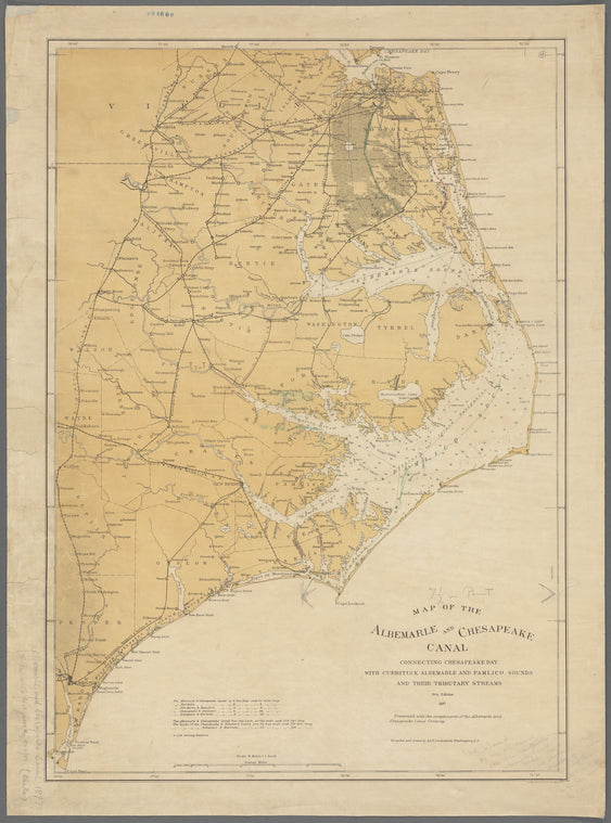Map of the Albemarle and Chesapeake Canal : connecting Chesapeake Bay with Currituck, Albemarle and Pamlico sounds and their tributary streams