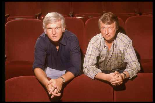 (L-R) Playwright David Rabe and director Mike Nichols during rehearsal for the Broadway play "Hurlyburly" (New York)