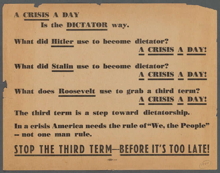 A crisis a day / Is the dictator way...