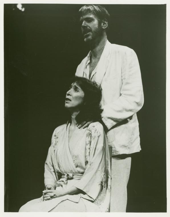 Maria Tucci and Nicolas Surovy in the stage production The Night of the Iguana