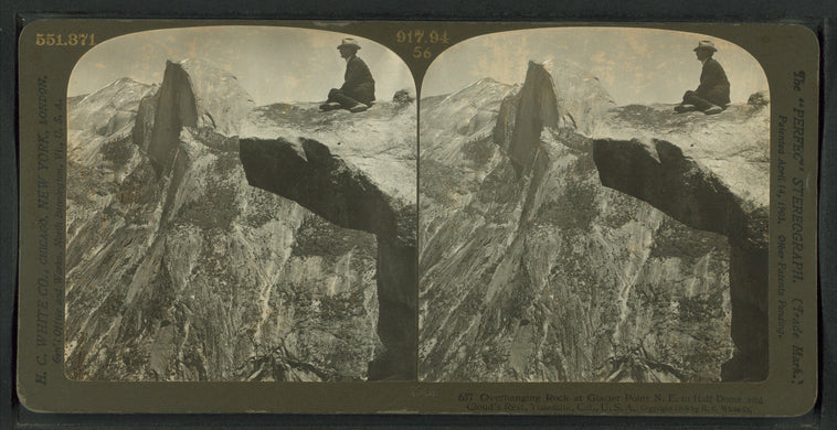 Overhanging Rock at Glacier Point N.E. to Half Dome and Cloud's Rest, Yosemite, Cal., U.S.A.