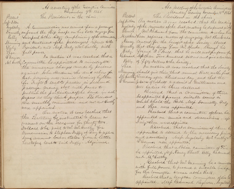 Executive Committee minutes (November 9, 1846 and November 16, 1846)